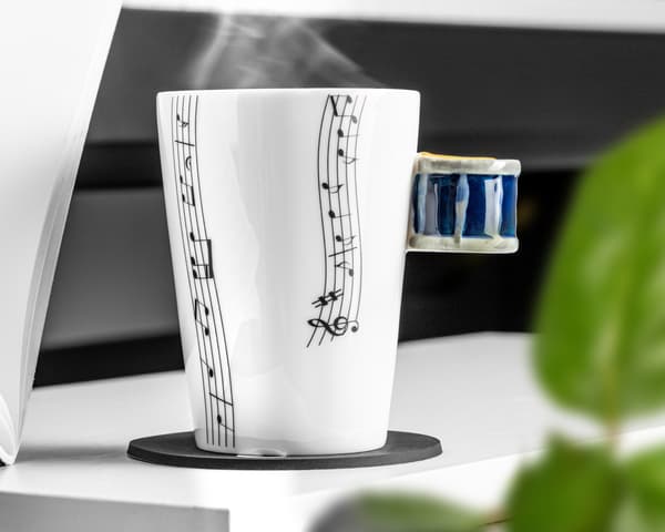 Musikduo-set - Trummugg - blå + underlägg