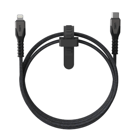 UAG Rugged Cable - USB-C-kaapeli - Lightning 30W, 1,5 m (musta/harmaa)