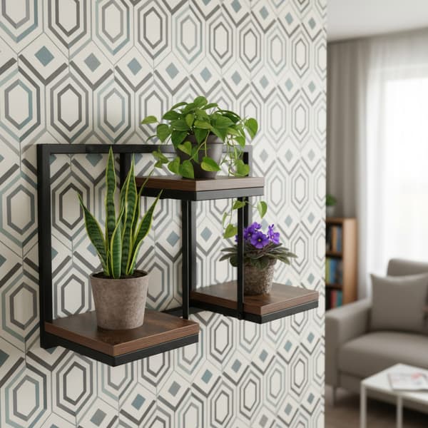 Sort loft blomsterstander JOSE RUSTIC i ældet eg