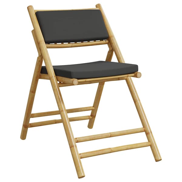 vidaXL foldbare bistrostole, sæt med 4, mørkegrå hynder, bambus