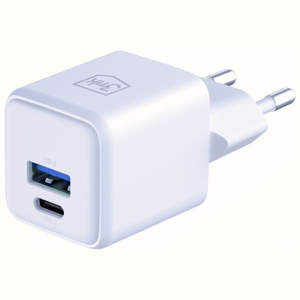 3MK Hyper GaN-laddare 20W 1xUSB-A 1xUSB-C PD QC4+, vit