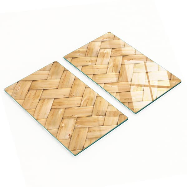 Dekorative serveringsbrætter i glas til snacks, rottingmønster, 2x30x52 cm