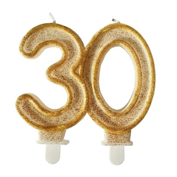Fødselsdagslys 30 guld glitter