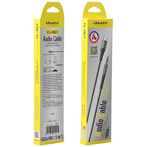 AWEI CL-116T USB-C/Jack 3.5 Adapter Svart