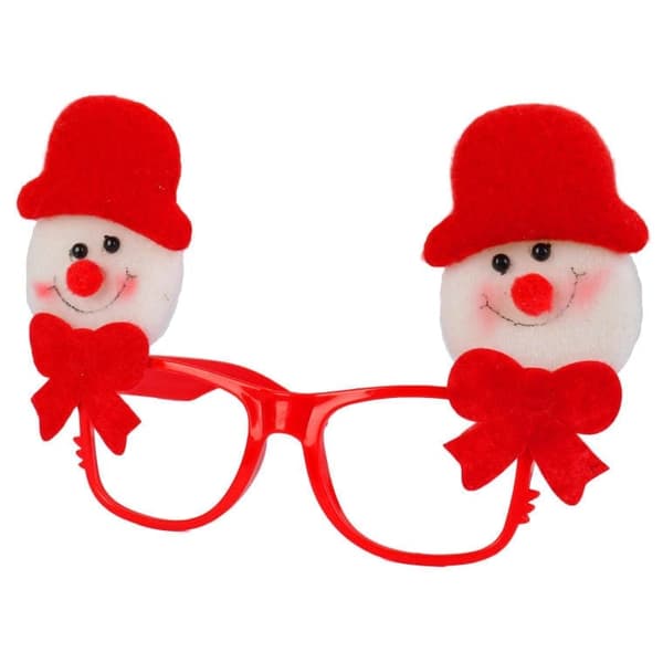 Julglas med snögubbar.