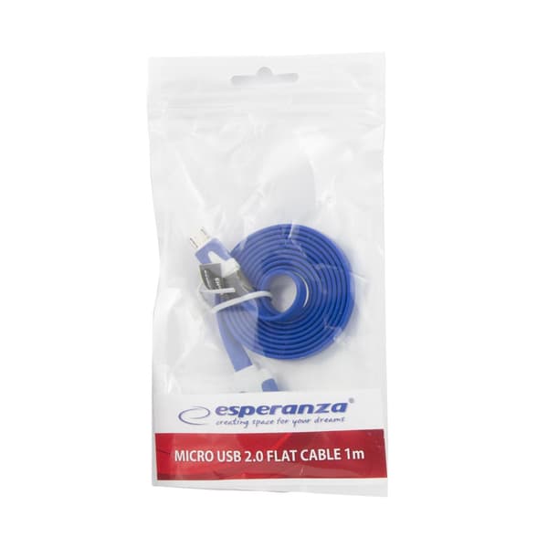 EB183DB ESPERANZA MICRO USB 2.0 AB-KABEL M/M 1,0M FLAD MARINEBLÅ