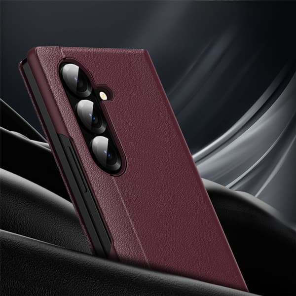 Samsung Galaxy Z Fold7 Smart View Plånboksfodral, Vinröd