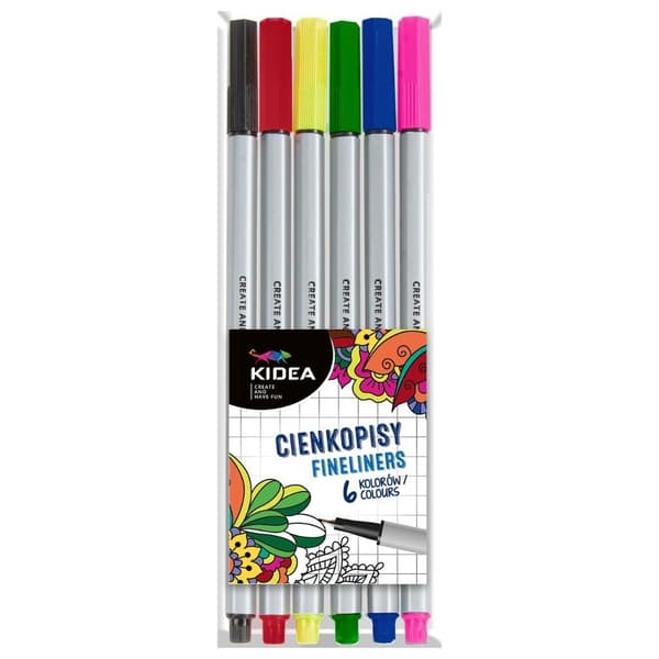 KIDEA fineliners med 6 farver