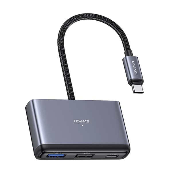 USAMS HUB 5-in-1 -sovitin USB 2.0/USB 3.0/USB-C/TF/SD Harmaa