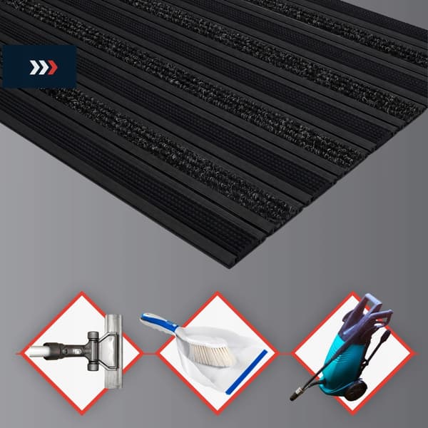 POLENTEX PREMIUM SORT DØRMÅTTE Combi Junior 12 GUMMIGREP 100x60 RAMME