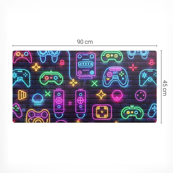 Dekorativ skrivebordsmåtte til arbejde og studier Neon spilcontrollere 90x45 cm