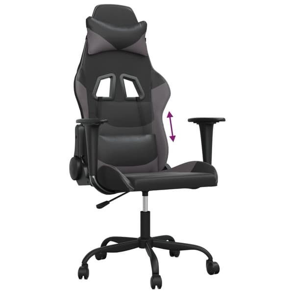 vidaXL gamingstol, sort og grå, kunstlæder