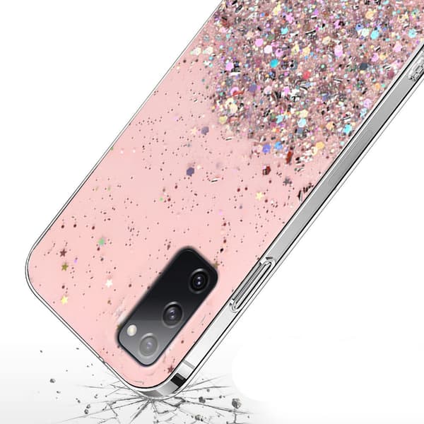 Samsung Galaxy S20 FE cover, glitrende, lyserød