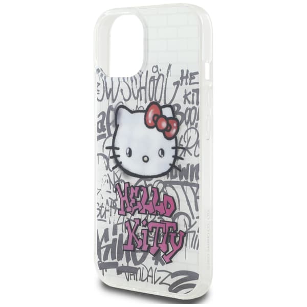 Hello Kitty IML Kitty On Bricks Graffiti-cover til iPhone 15, hvid