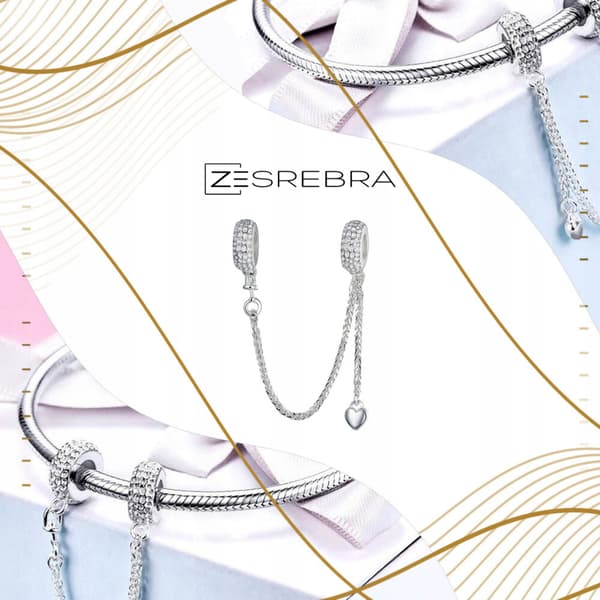 Berlockkedja säkerhet silver 925 silver zirkoner berlocker pr 925