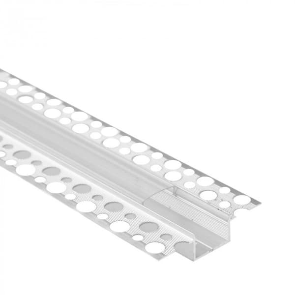 LED-listprofil infälld Raw Silver + transparent skydd 1m