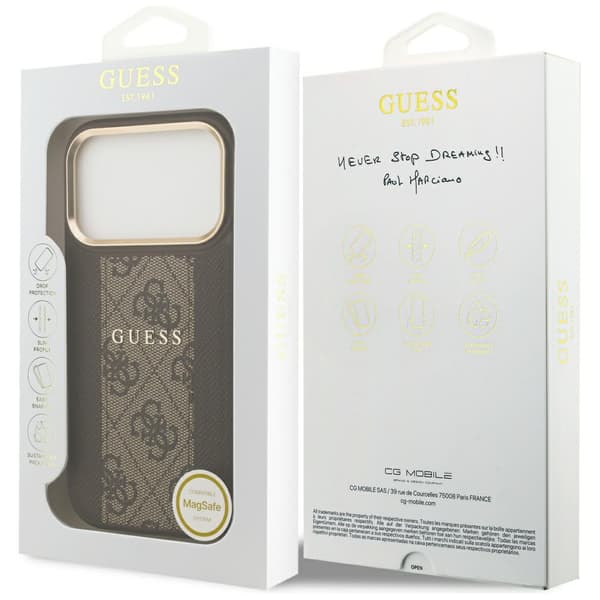 Guess 4G Stripe MagSafe-etui til iPhone 17 Pro brunt