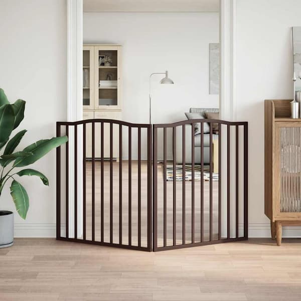 vidaXL foldbar hundegitter 2 paneler brunt egetræ 160 cm træ