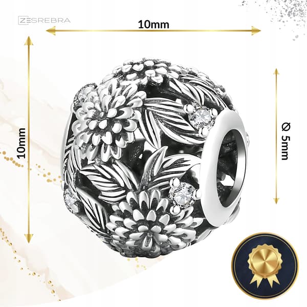 Berlocker pärla blommor pärlor silver pr 925 hänge blommor silver