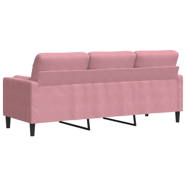 vidaXL 3-sitssoffa med kuddar, rosa, 180 cm, sammet