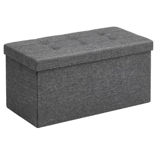 Quiltad förvaringspuff, mörkgrå
