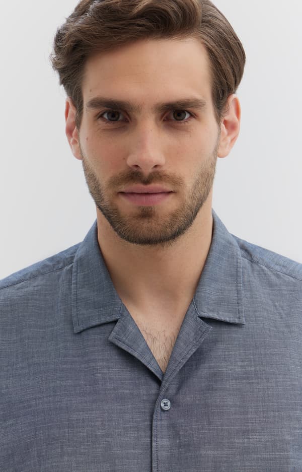 Struktureret kortærmet skjorte L