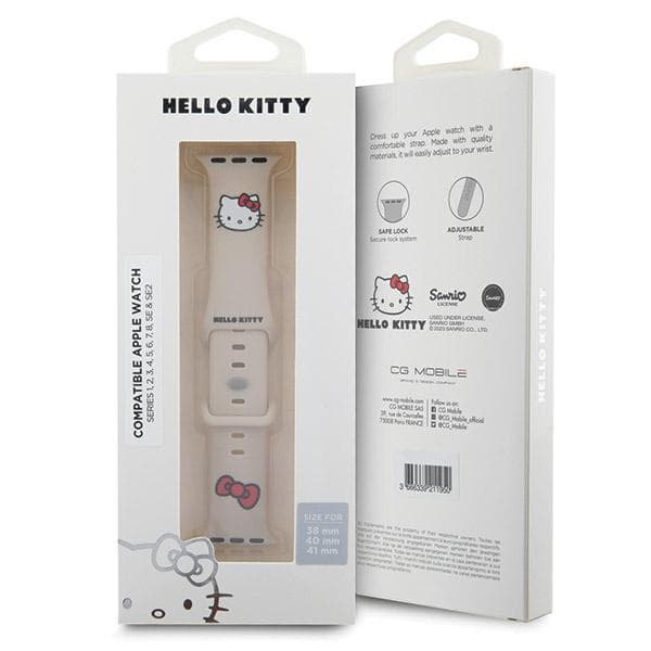 Hello Kitty silikone rem Kitty Head til Apple Watch 38/40/41mm, beige