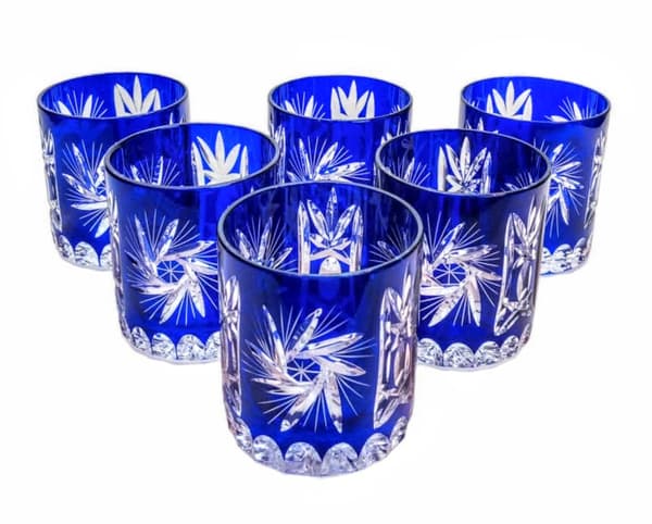 Koboltkrystal whiskyglas 280 ml Olivenkværn