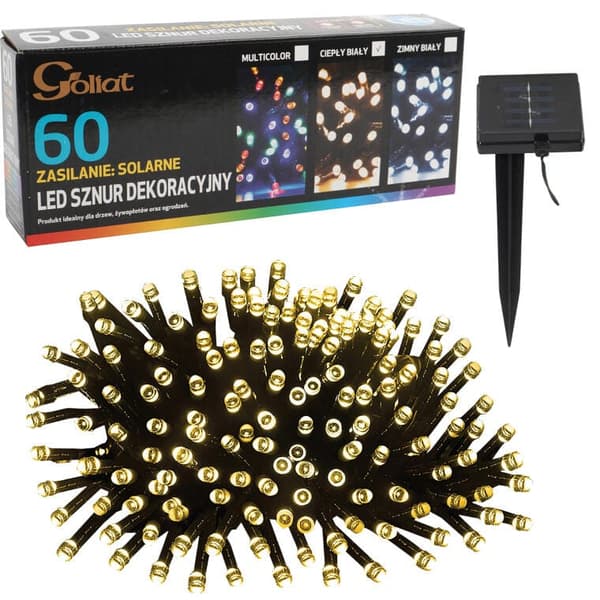 Solcelledrevne julelys 60 LED'er, varm hvid