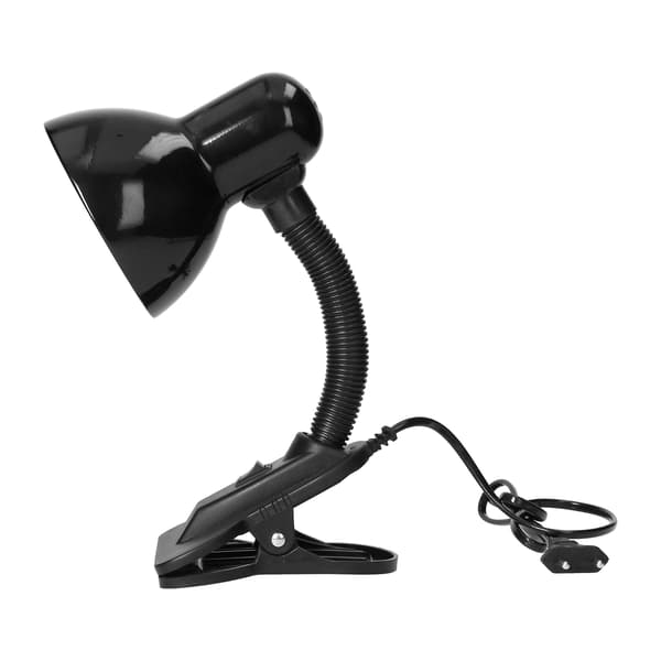Skrivebordslampe Læselampe med klips til skole Stor gevind E27 Sort