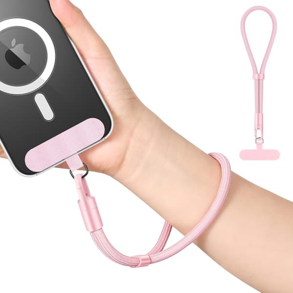 Nylon håndledsrem til telefon, lyserød