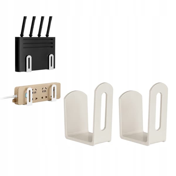 2x Väggfäste för router, dekoder, wifi-modem + monteringslim (kräm)