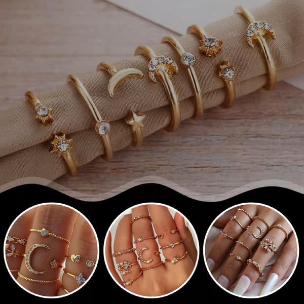 guldring sæt af guldringe moderigtige boho ringe
