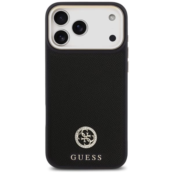 Guess MagSafe-etui med kornet strass-logo til iPhone 17 Pro Max, sort