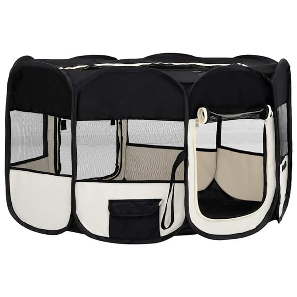 vidaXL foldbart hundebur med bærepose sort 145x145x61 cm