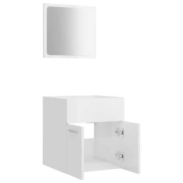 vidaXL Badrumsmöbelset i 2 delar, högglans, vit, MDF
