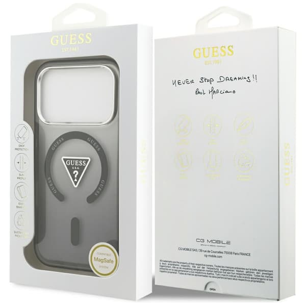 Guess IML Gradient Triangle Logo MagSafe-etui til iPhone 17 Pro, sort
