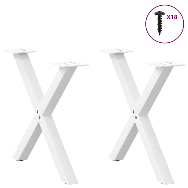 vidaXL X-formade soffbordsben 2 st vit stål
