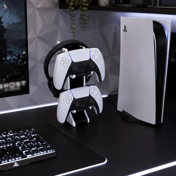 PS V1 Headset Controller Stand svart och vitt