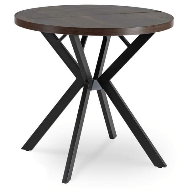 DORIAN Rundt Udtræksbord 80-160 cm Valnød/Sort Moderne Loft