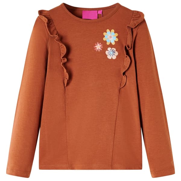 Børne langærmet T-shirt, cognac, 104