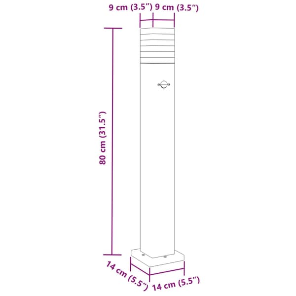 vidaXL udendørs gulvlampe med sensor, sort, 80 cm, aluminium