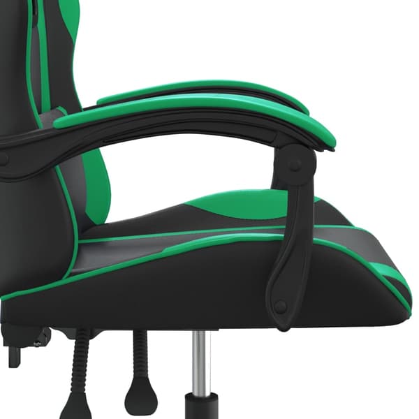 vidaXL drejelig gamingstol, sort og grøn, kunstlæder
