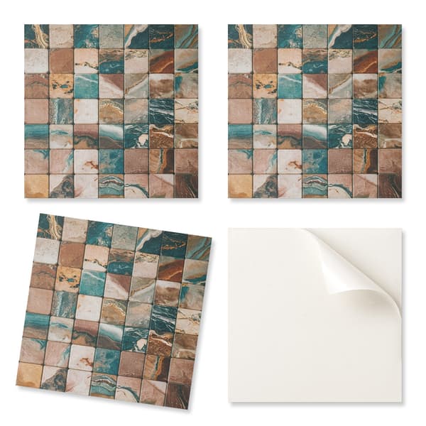 Pakke med trykte vinylfliser, klar til montering, mosaikstenfliser, 9x30x30 cm