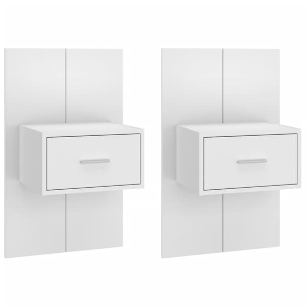 vidaXL Väggmonterade sängbord, set om 2, vita