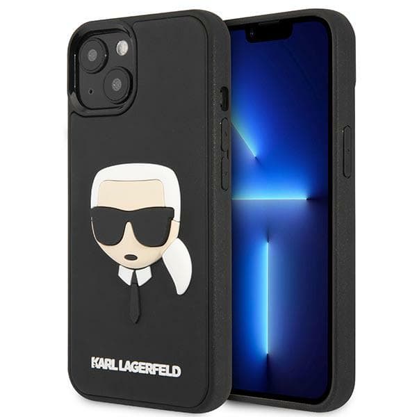 Karl Lagerfeld 3D gummi-etui med Karl's Head til iPhone 14 Plus, sort