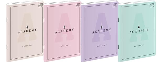 NOTEBOG A5/60K 1-LINJER ACADEMY PASTEL A'10 9215