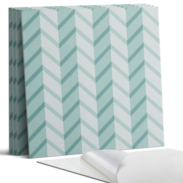 Selvklæbende vinylfliser til entre, zigzag-striber, 4x50x50 cm