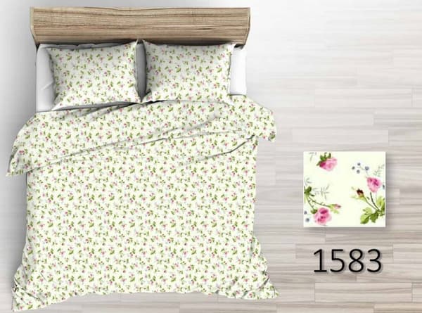 SENGESÆT 160x200 cm TYKT BOMULD MED BLOMSTER