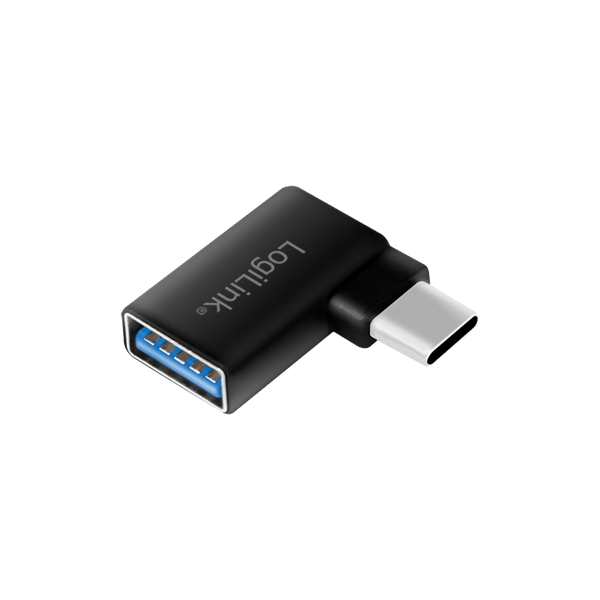 USB 3.2 Gen1 Type-C Adapter, C/M til USB-A/F, 90° Vinklet, Sort